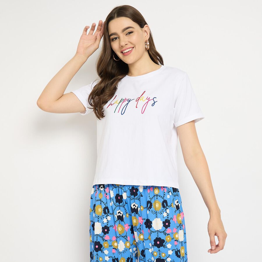 Ladies' Round Neck T-Shirt, सफ़ेद, large image number null