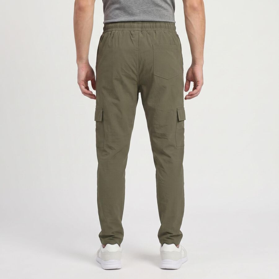 Men's Olive Green Slim Fit Cargo Jogger, ओलिव, large