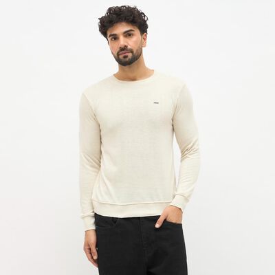 Men's Off-White Crew Neck Casual Pullover