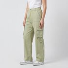 Women's Green Straight Fit Cargo Style Jeans, Green, small