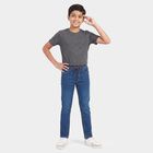 Boys Blue Straight Fit Drawstring Waist Jeans, गहरा नीला, small