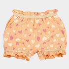 Girls' Peach Regular Fit Heart Print Bloomer, पीच, small