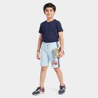 Boys Light Blue Regular Fit Graphic Print Bermuda Shorts, Light Blue, small
