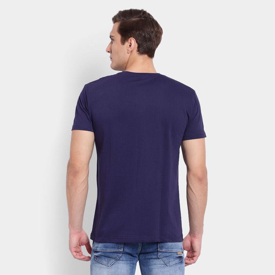 Solid Henley T-Shirt, Navy Blue, large image number null