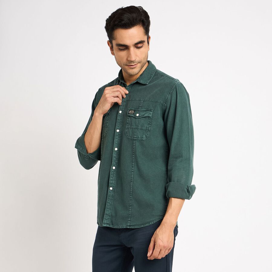 Men's 100% Cotton Casual Shirt , गहरा हरा, large image number null