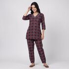 Women's Navy Blue Geometric Printed Ethnic Set, गहरा नीला, small