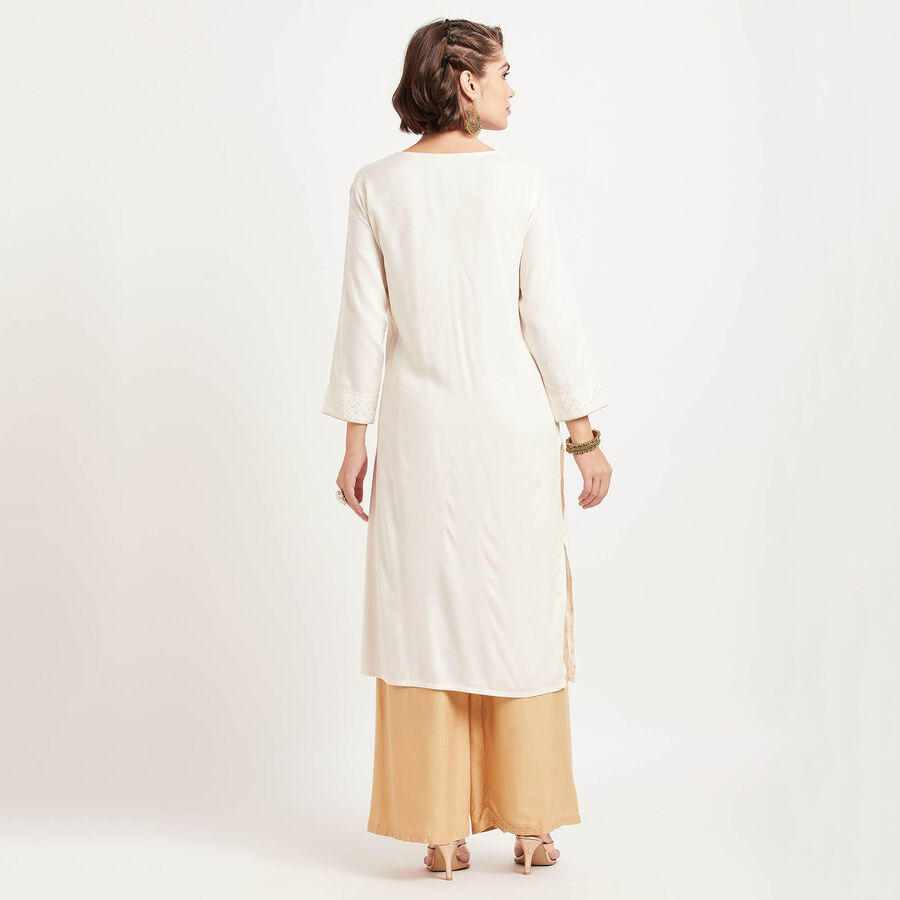 Solid 3/4Th Sleeves Kurta, Off White, large image number null
