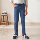 Boys' Light Blue Straight Fit Drawstring Waist Jeans, हल्का नीला, small