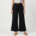 Women's Black Wide-Leg High-Rise Palazzos, काला, small