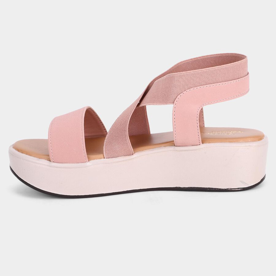 Women's Pink Strappy Wedge Sandals, Pink, large