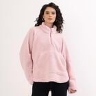 Women's Light Pink High Neck Casual Sweatshirt, गुलाबी, small image number null