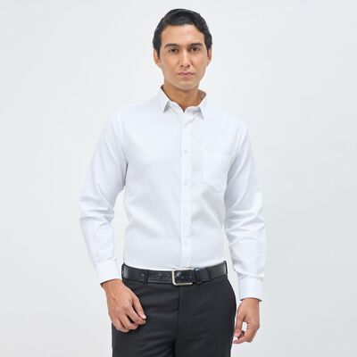 Men's Snow White Spread Collar Formal Shirt