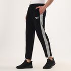 Men's Black Regular Fit Side-Striped Athletic Print Track Pants, Black, small