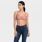 Women's Pink Cotton Blend Regular Bralette Bra, Light Pink, small