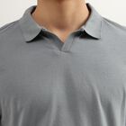 Men's Muted Slate Grey Polo Neck Tee Shirt, Dark Grey, small image number null