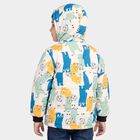 Boys Cream Hooded Puffer Jacket, ऑफ व्हाइट, small