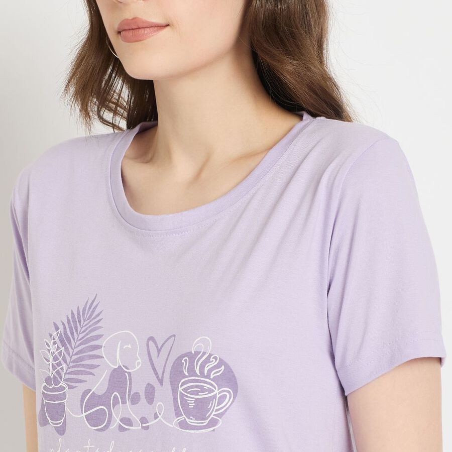 Ladies' Round Neck T-Shirt, Lilac, large image number null