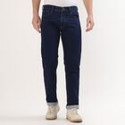 Men's Deep Midnight Navy Blue Slim Fit Washed Jeans, Dark Blue, small