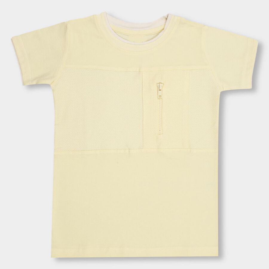 Boys' 100% Cotton Half Sleeves T-Shirt, Yellow, large image number null