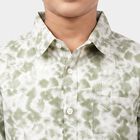 Boys Green Cotton Long Sleeve Collar Shirt, Light Green, small