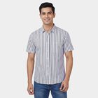 Men's White Cotton Spread Collar Classic Casual Shirt, सफ़ेद, small