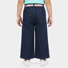 Girls' Navy Blue Wide Leg Heart Print Jeans, Dark Blue, small