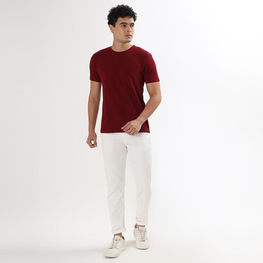 Men's Round Neck Half Sleeves T-Shirt , Maroon, large image number null