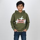 Boys Olive Green Hooded Neck Casual Sweatshirt, Olive, small image number null