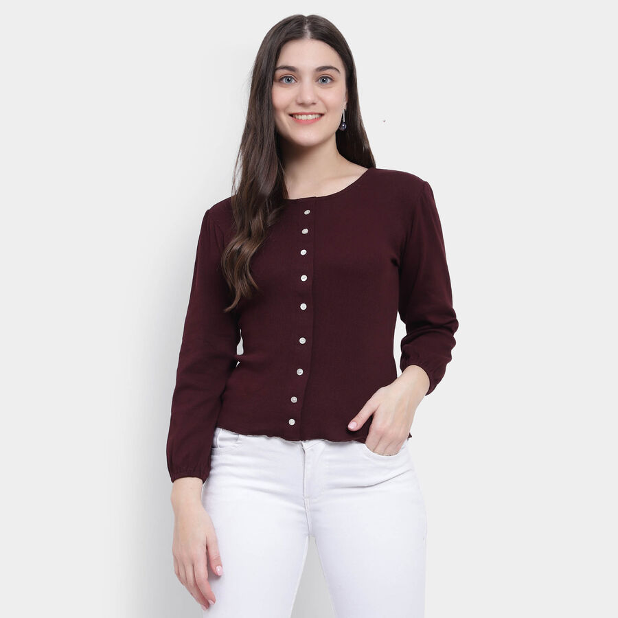 Solid Shirt, Wine, large image number null
