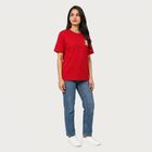 Women Fuchsia Cotton Round Neck Regular T-Shirt, Fuchsia, small
