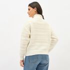 Women's Off-White High Neck Casual Cardigan, ऑफ व्हाइट, small image number null