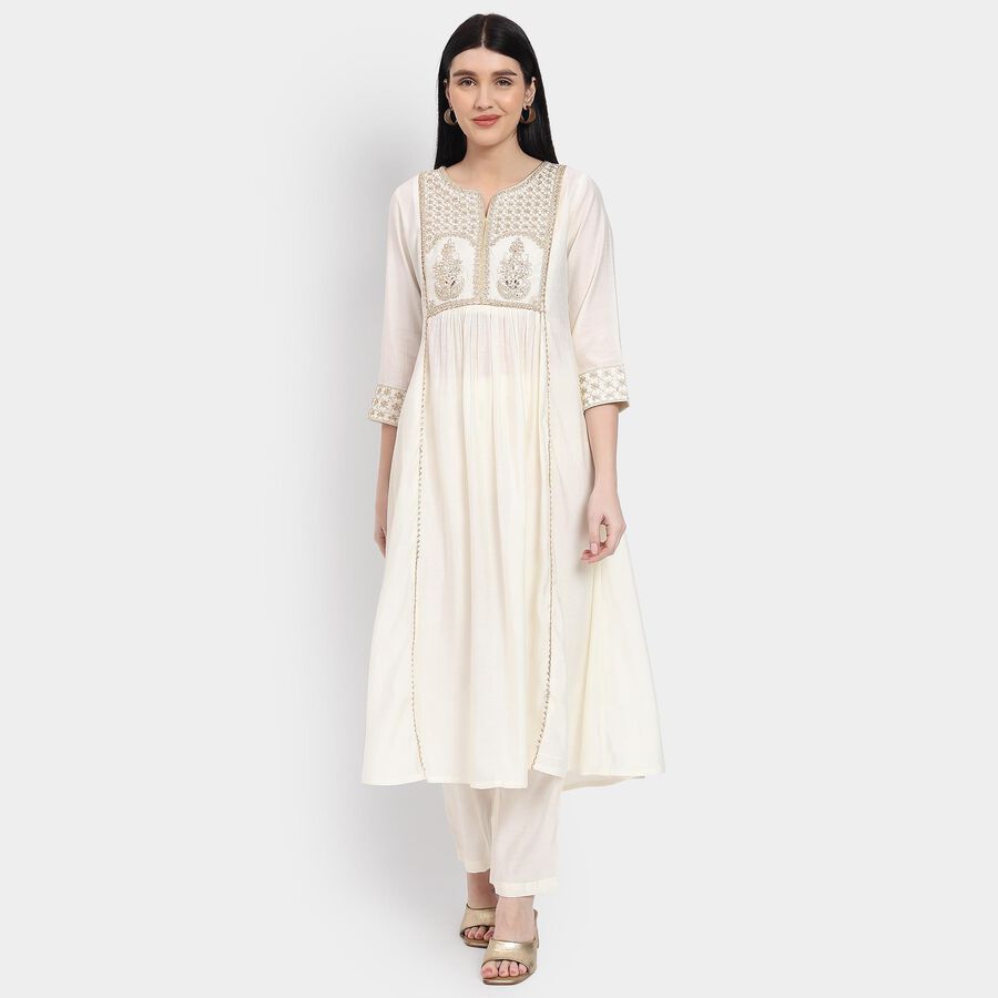 Ladies' Ethnic Set , Off White, large image number null
