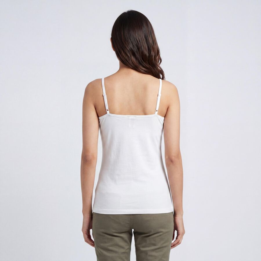 Women's White Cotton Sleeveless Minimalist Slip, सफ़ेद, large