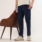 Men's Blue Slim Fit Washed Jeans, Dark Blue, small