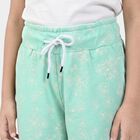 Girls' Mint Green Jogger Floral Printed Pyjama, हल्का हरा, small
