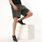 Men's Olive Green Printed Relaxed Fit Bermuda Shorts, ओलिव, small