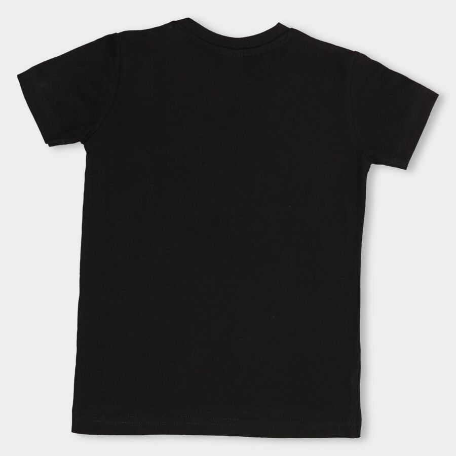 Boys' 100% Cotton Half Sleeves T-Shirt, Black, large image number null