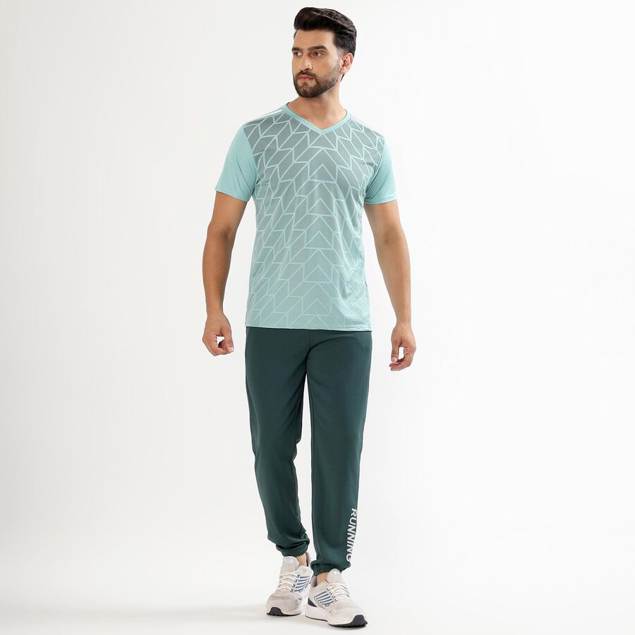 Men's Deep Forest Green Tapered Fit Running Track Pants, Dark Green, large image number null