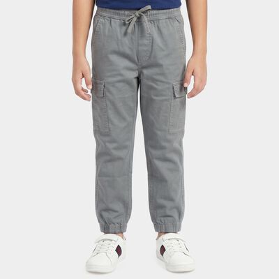 Boys Grey Regular Fit Cargo Trousers