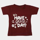 Girls Wine Cotton Blend Round Neck Regular T-Shirt, Wine, small