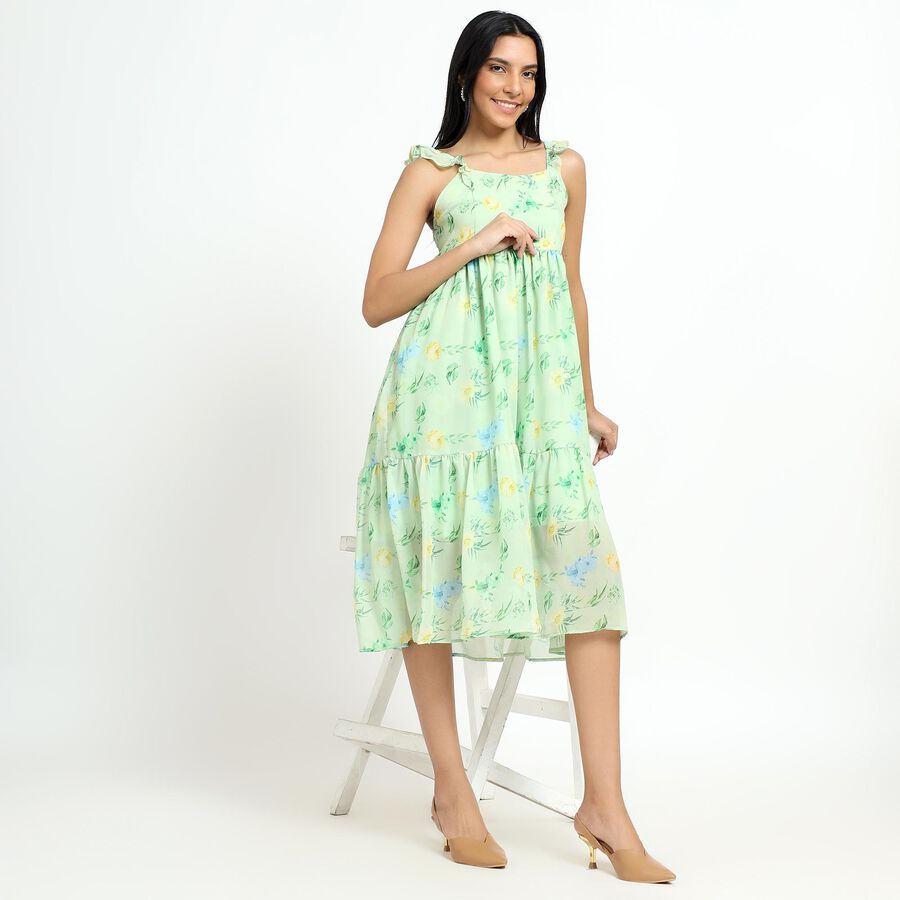 Ladies' Light Mint Green Sleeveless A-Line Dress, Light Green, large image number null