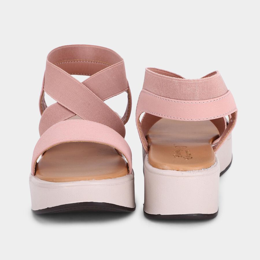 Women's Pink Strappy Wedge Sandals, Pink, large