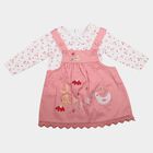Infants' Pink Cotton Fit and Flare Embroidered Pinafore Frock, Light Pink, small