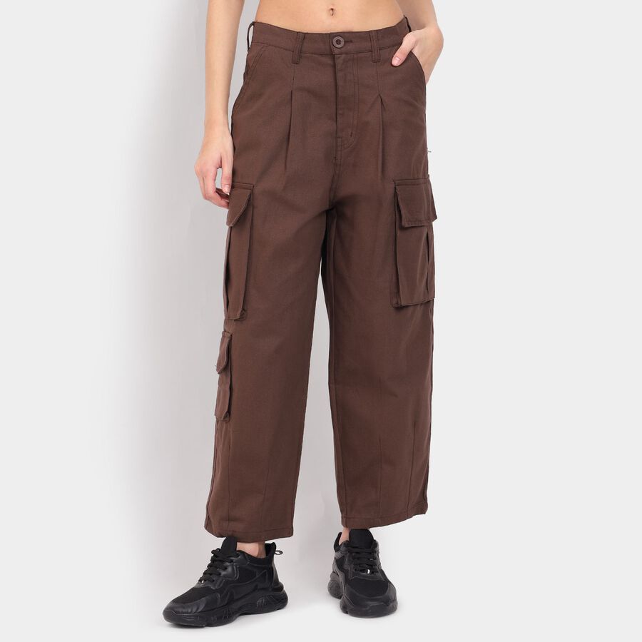 Ladies' 100% Cotton Trousers , भूरा, large image number null