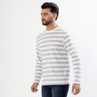Men's White and Grey Crew Neck Casual T-Shirt, ऑफ व्हाइट, small image number null