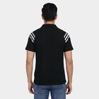 Men's Black Cotton Blend Polo Neck Classic T-Shirt, काला, small