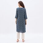 Ladies' Deep Midnight Navy Blue V-Neck Printed Kurta, Navy Blue, small image number null