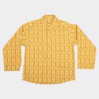Boys' Yellow Cotton Mandarin Collar Casual Shirt, पीला, small