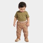 Infants Beige Regular Fit Jogger Trousers, गहरा पीला, small