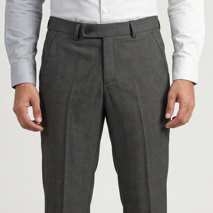 Men's Black Slim Fit Flat-Front Formal Trousers, Black, large